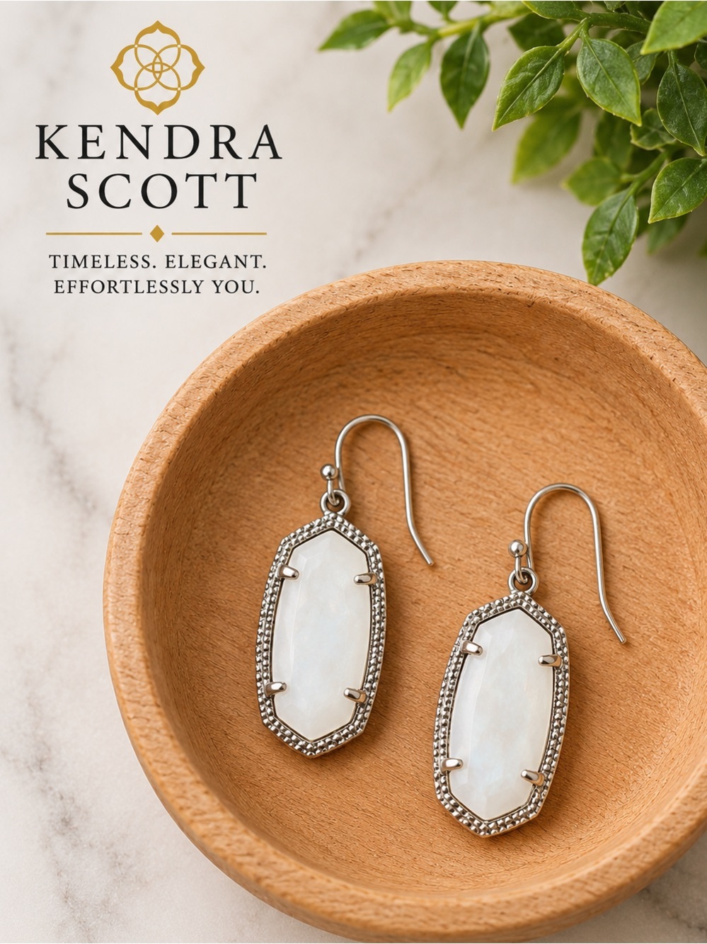 🤍 Kendra Scott Mother of Pearl Silver Drop Earrings